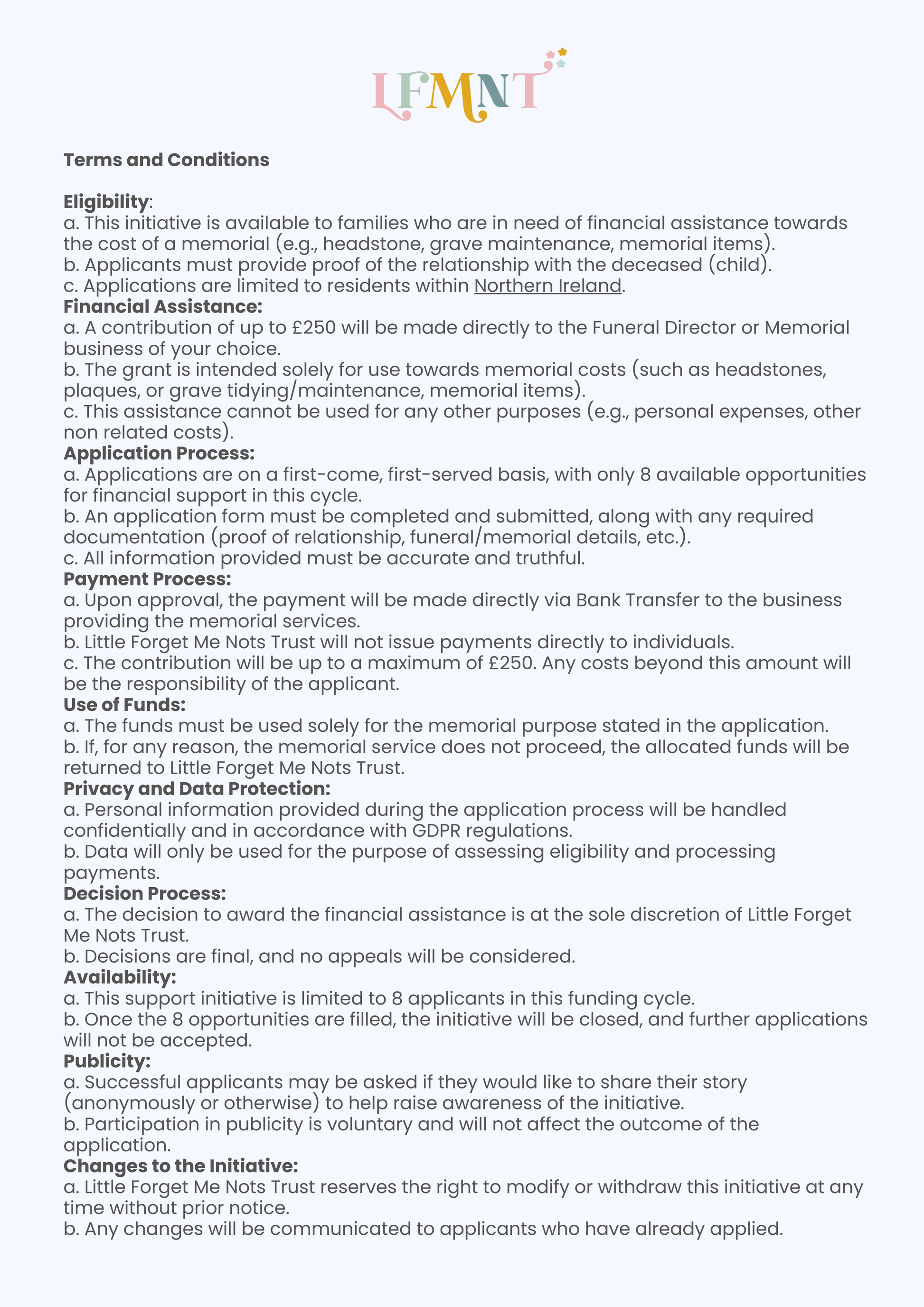 New Financial Support Scheme - Please Fill Out The Application Form